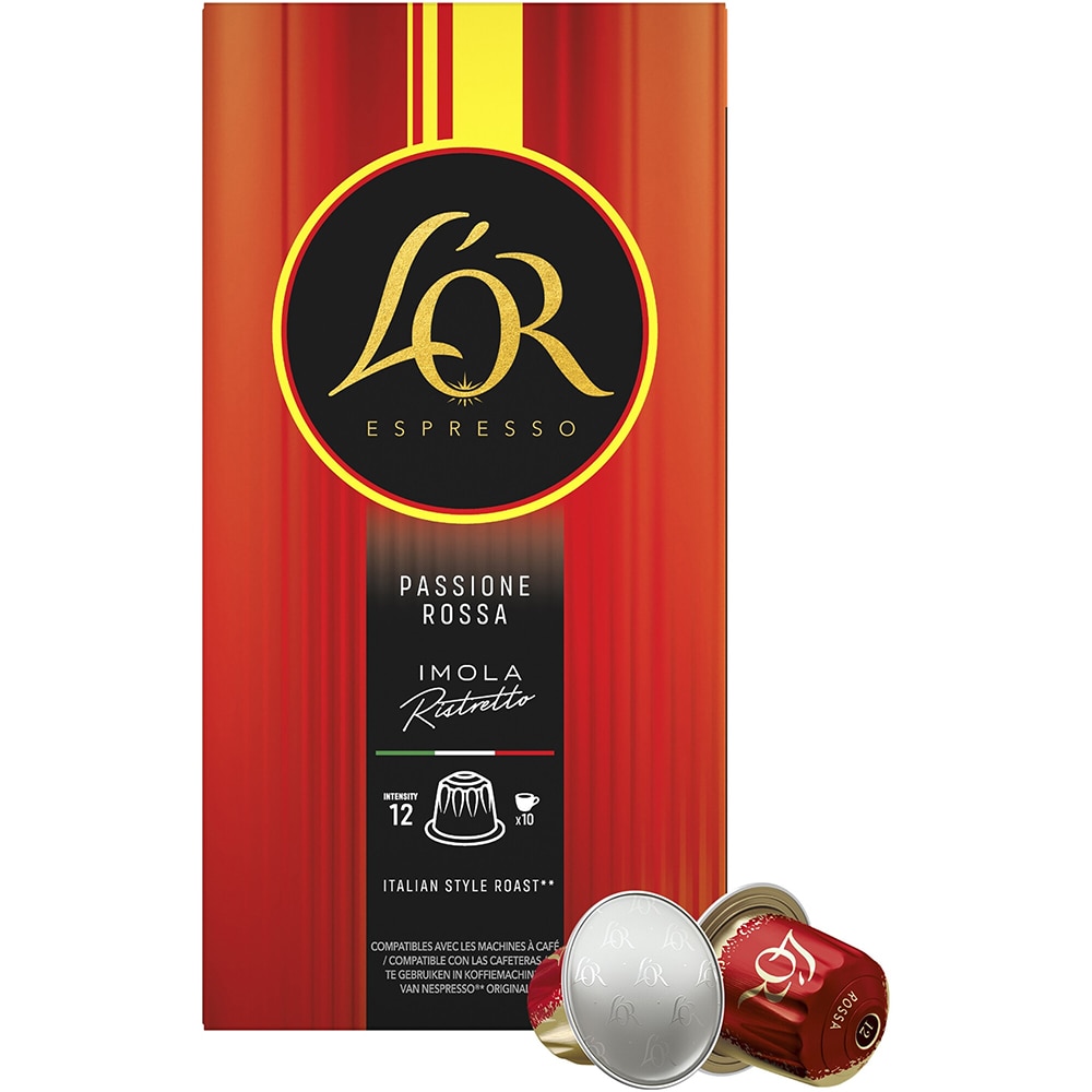 Capsule cafea L'OR Passione Rossa Imola Ristretto, compatibile Nespresso, 10 capsule, 52g