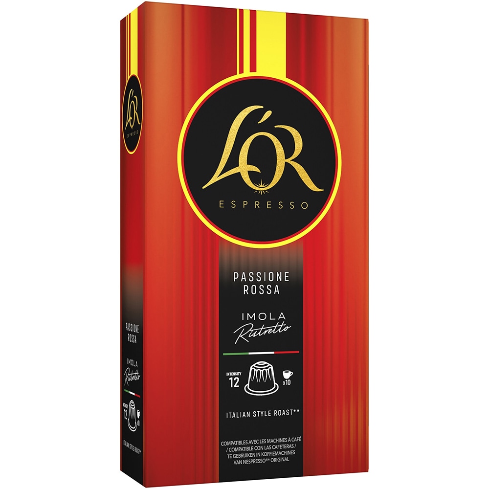 Capsule cafea L'OR Passione Rossa Imola Ristretto, compatibile Nespresso, 10 capsule, 52g