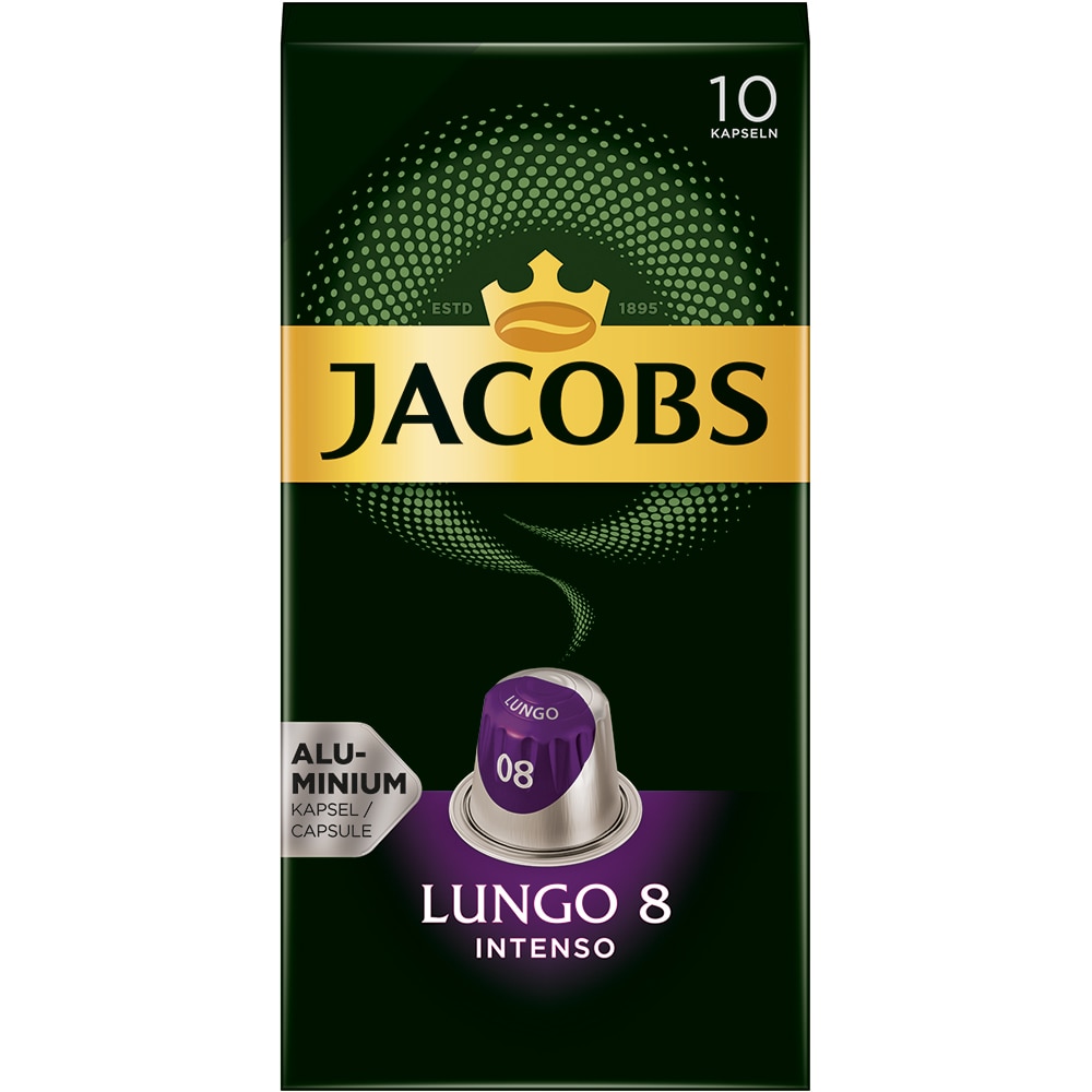 Capsule cafea JACOBS Lungo 8 Intenso, compatibile Nespresso, 10 capsule, 52g