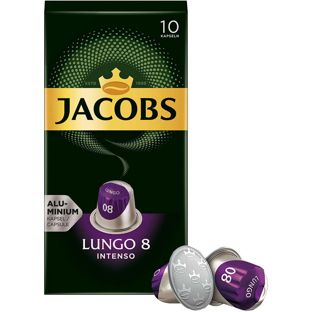 Capsule cafea JACOBS Lungo 8 Intenso, compatibile Nespresso, 10 capsule, 52g