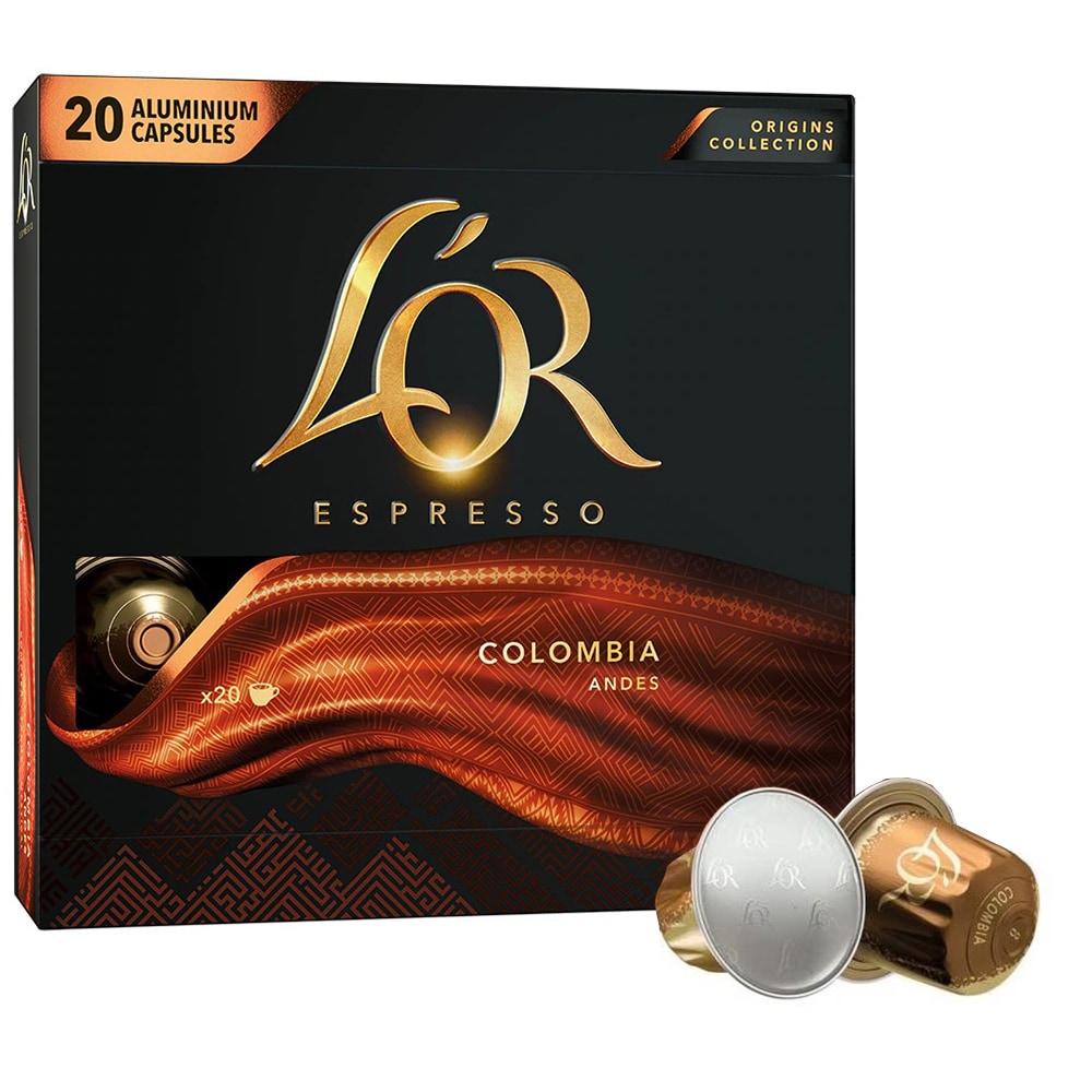 Capsule cafea L'OR Espresso Colombia, compatibile Nespresso, 20 capsule, 104g