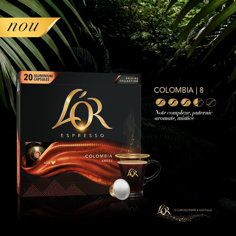 Capsule cafea L'OR Espresso Colombia, compatibile Nespresso, 20 capsule, 104g