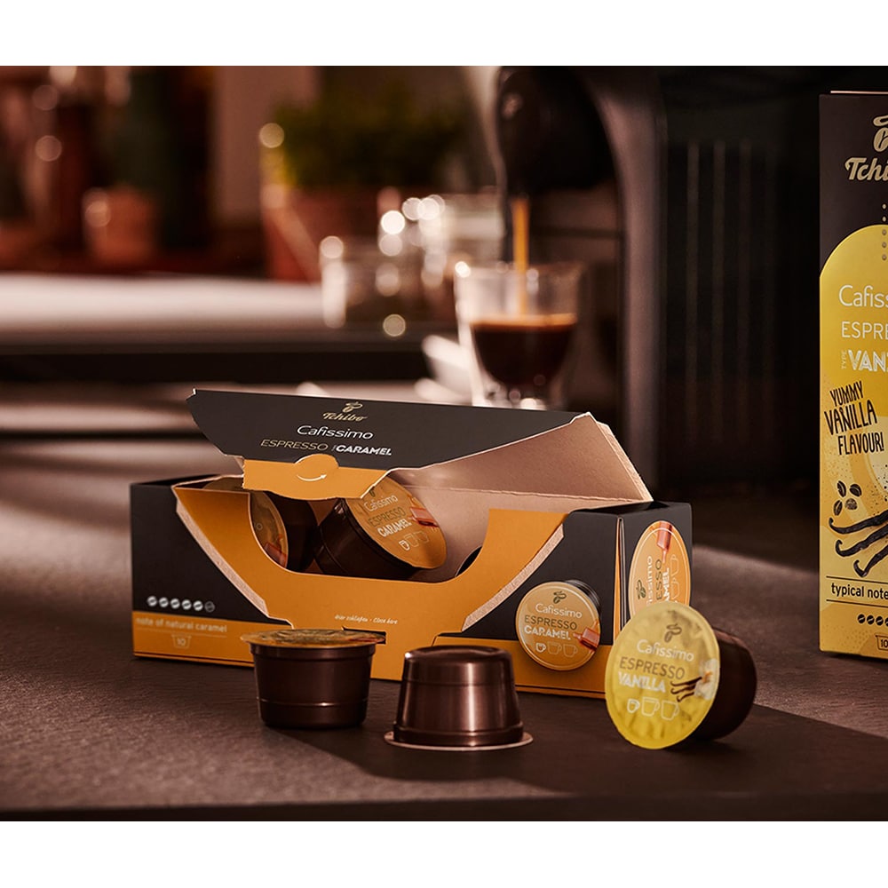 Capsule cafea TCHIBO Espresso Caramel, compatibile Cafissimo, 10 capsule, 75g