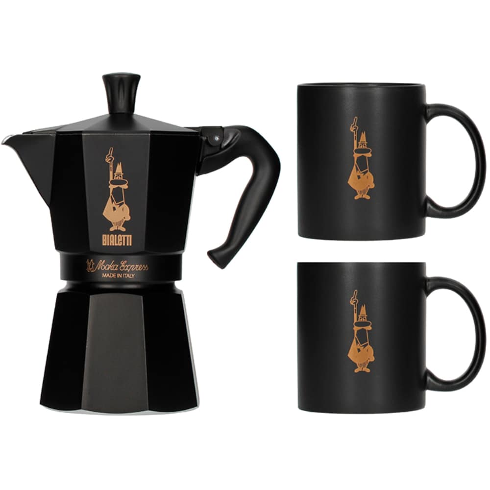 Set cafetiera BIALETTI Moka Express 6tz + 2 cani, negru