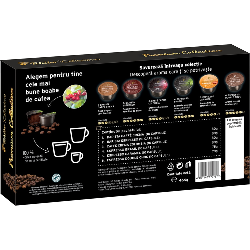 Pachet capsule cafea TCHIBO Premium Collection, compatibile Cafissimo, 60 capsule, 480g