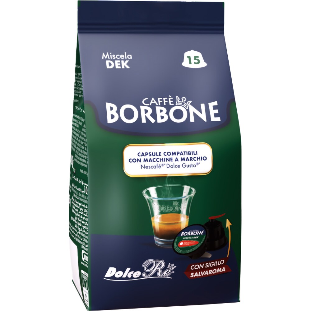 Capsule cafea BORBONE Deka, compatibile Dolce Gusto, 15 capsule, 105g