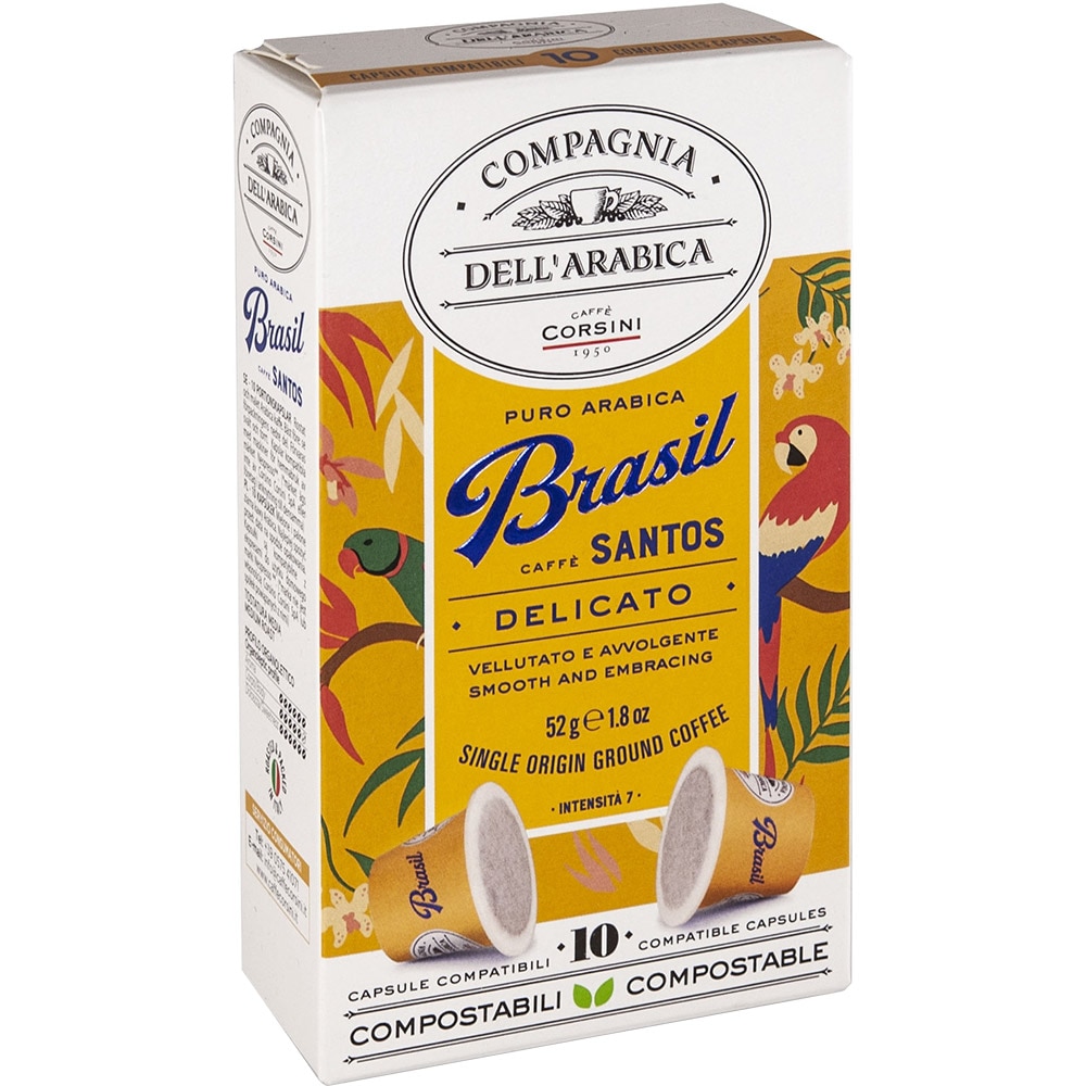 Capsule cafea COMPAGNIA DELL'ARABICA Brasil, compatibile Nespresso, 10 capsule, 52g