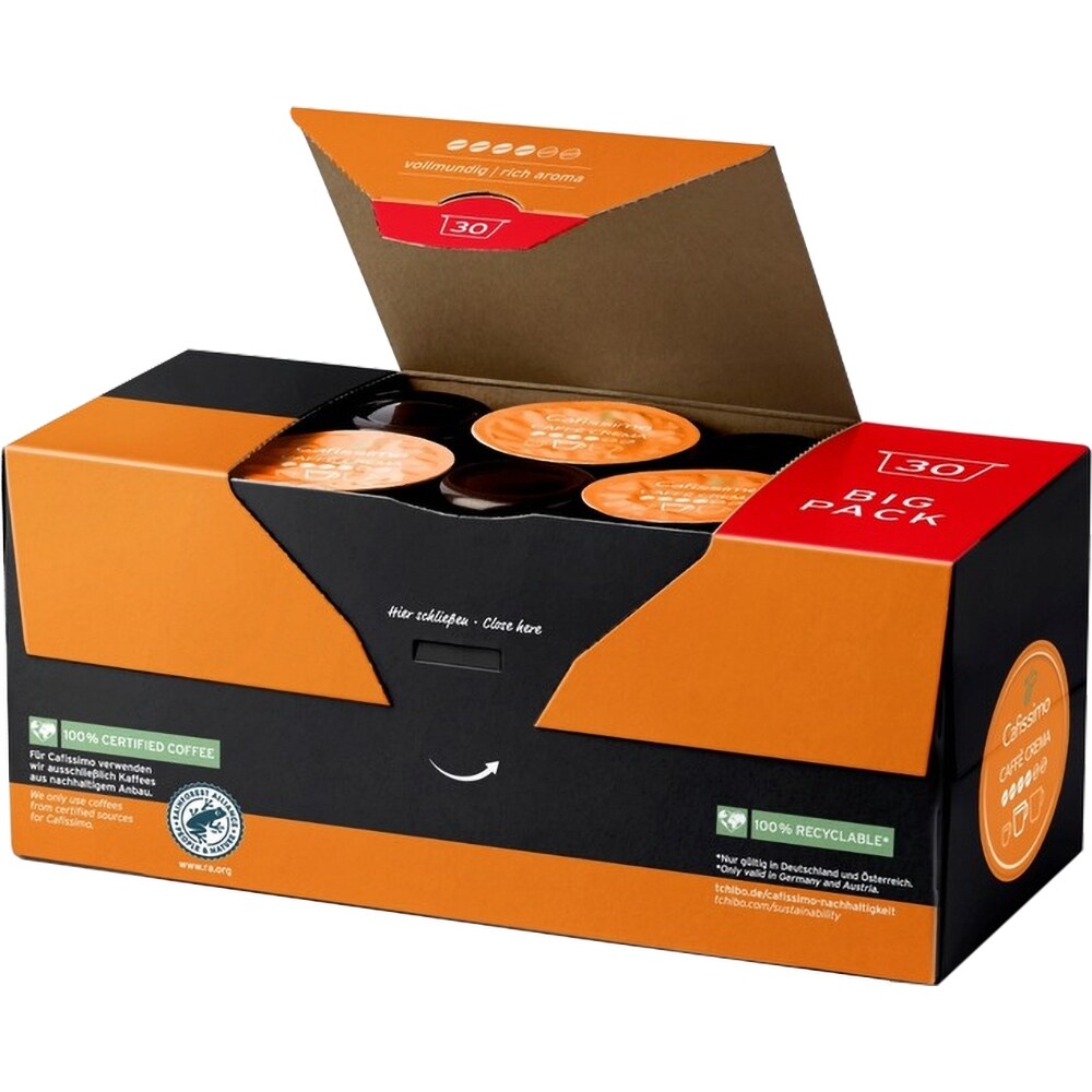 Capsule cafea TCHIBO Caffe Crema Rich Aroma, compatibile Cafissimo, 30 capsule, 225g