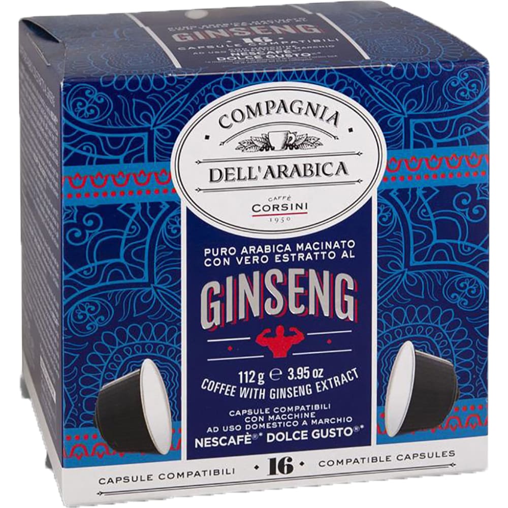 Capsule cafea CORSINI Ginseng, compatibile Dolce Gusto, 16 capsule, 112g