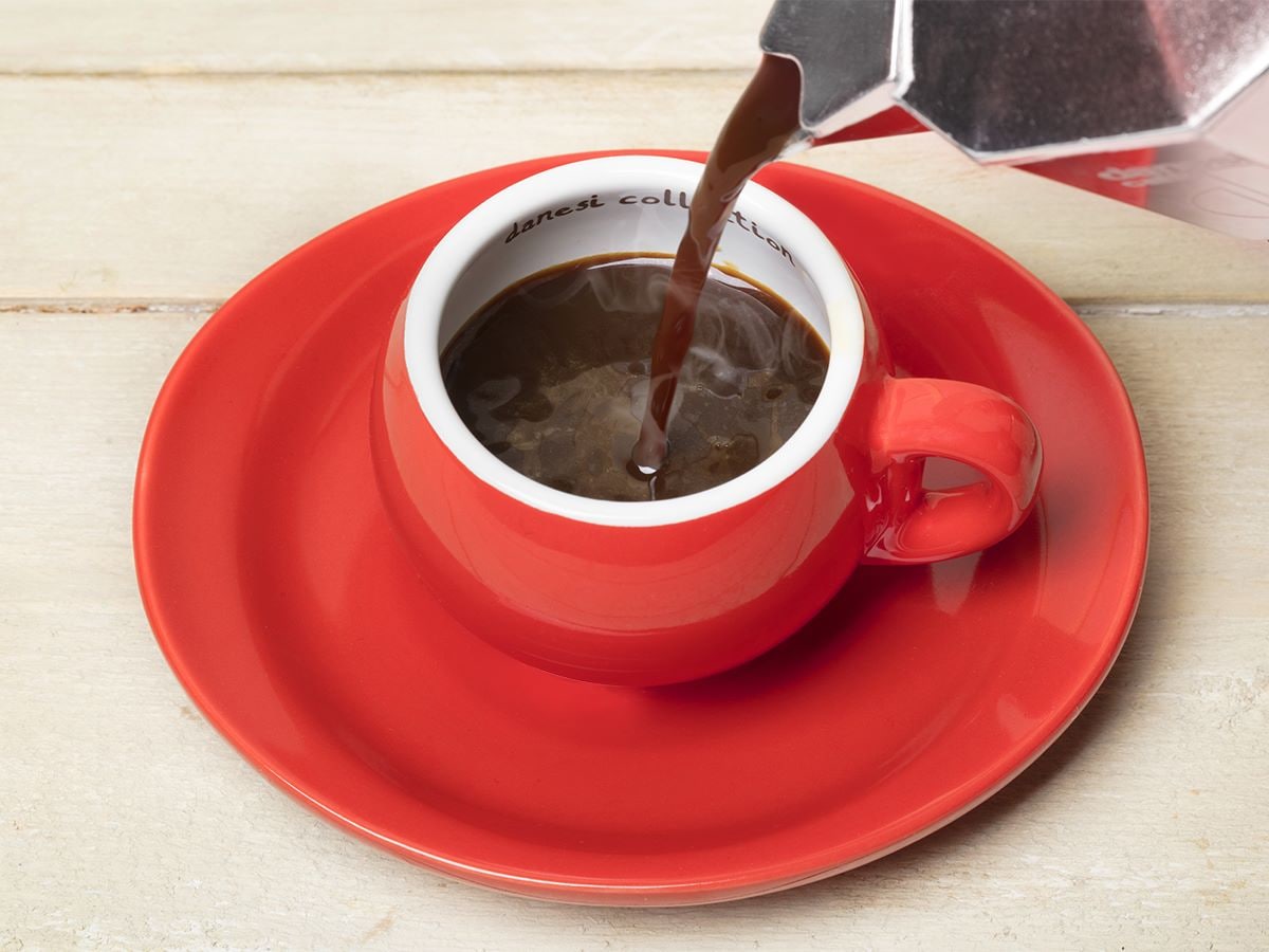Set cafea macinata DANESI CAFFE 250g + 6 cesti espresso, rosu