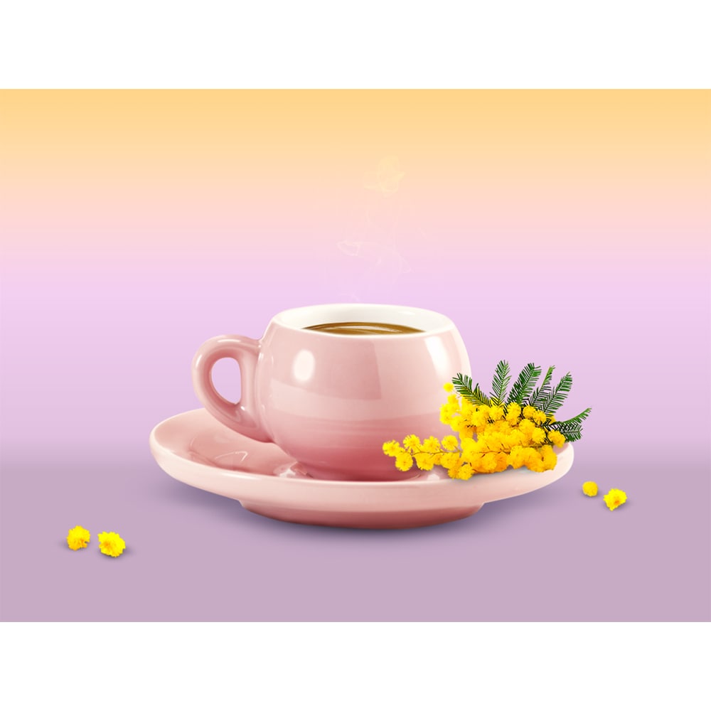 Set cafea macinata DANESI CAFFE 250g + 6 cesti espresso, roz