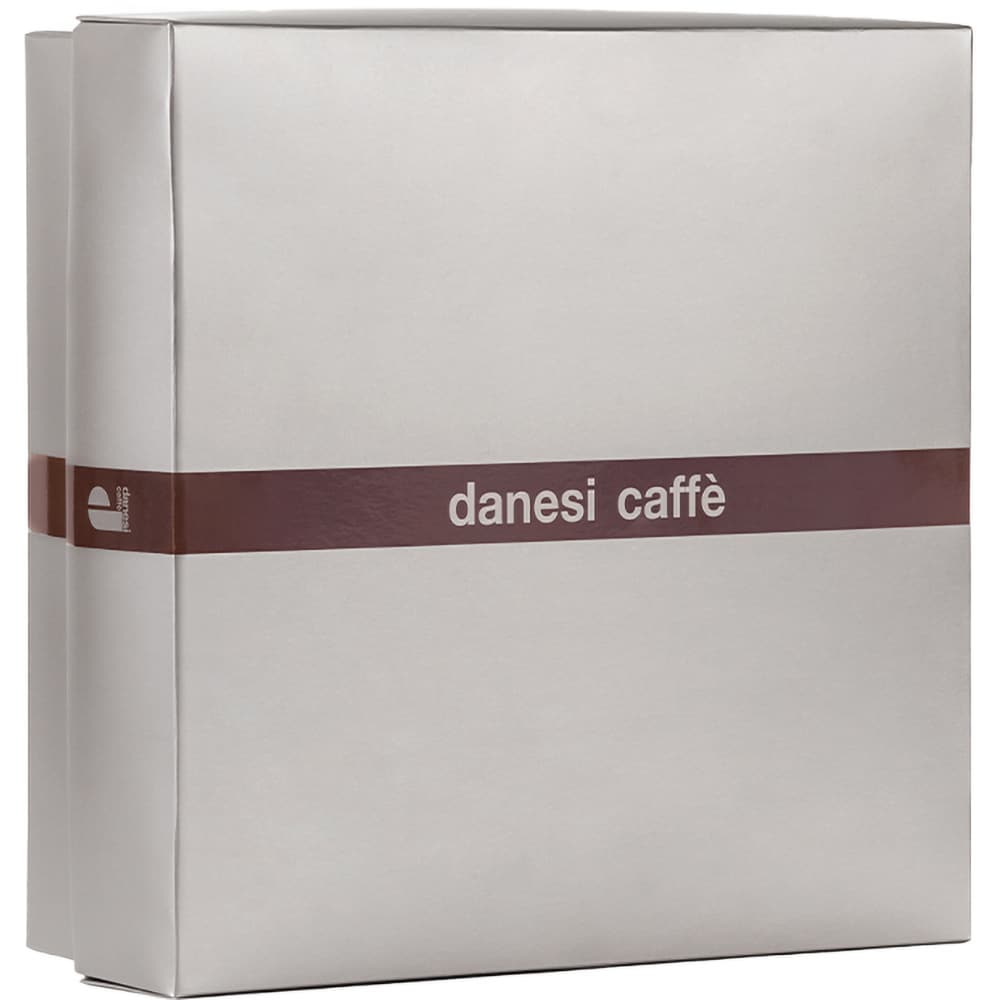 Set cafea macinata DANESI CAFFE 250g + cutie ceramica + 6 cesti espresso, rosu