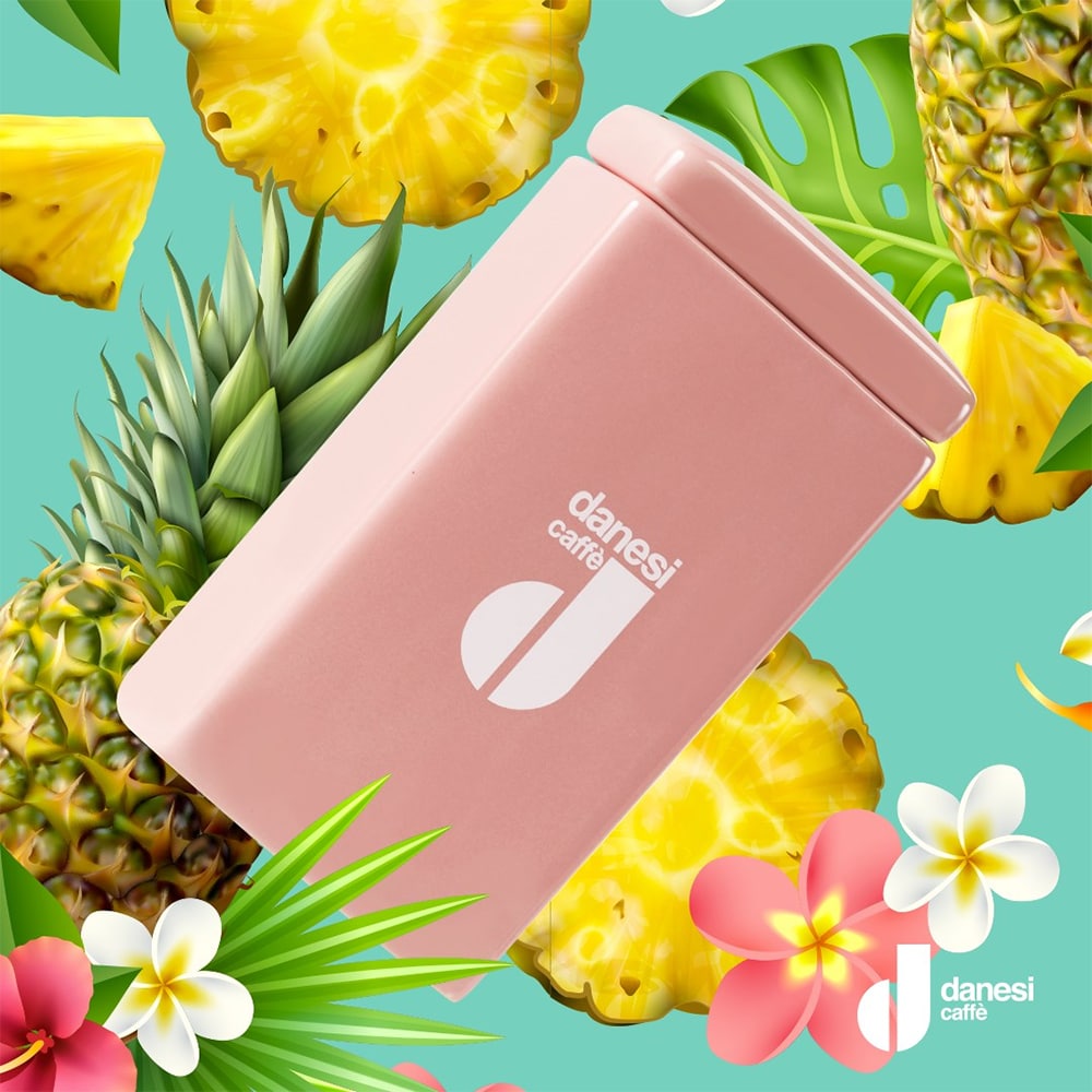 Set cafea macinata DANESI CAFFE 250g + cutie ceramica + 6 cesti espresso, roz