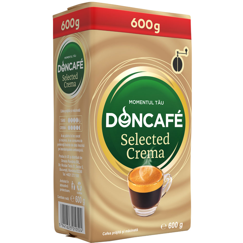 Cafea prajita si macinata DONCAFE Selected Crema, 600g