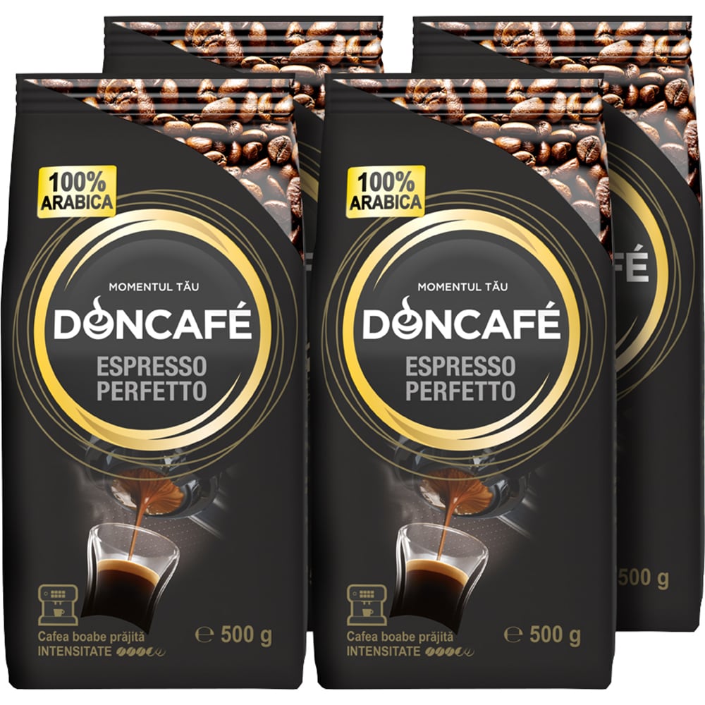 Pachet cafea boabe DONCAFE Espresso Perfetto, 4 x 500g