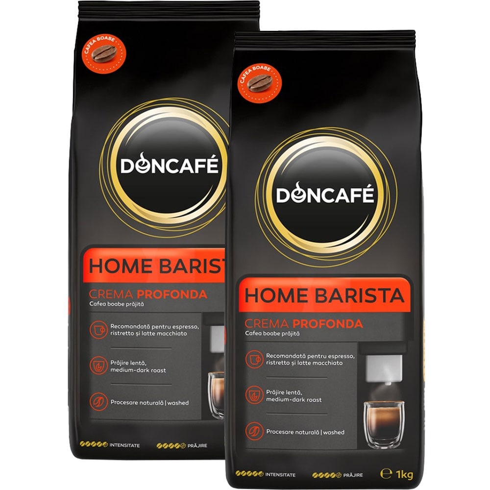 Pachet cafea boabe DONCAFE Home Barista Crema Profonda, 2 x 1000g