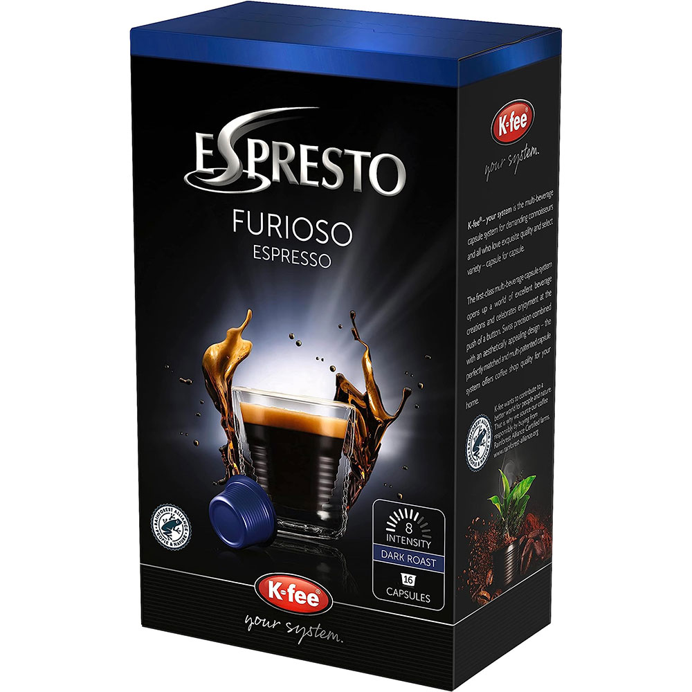 Capsule cafea ESPRESTO Furioso Espresso, compatibile BeanZ, 16 capsule, 124g