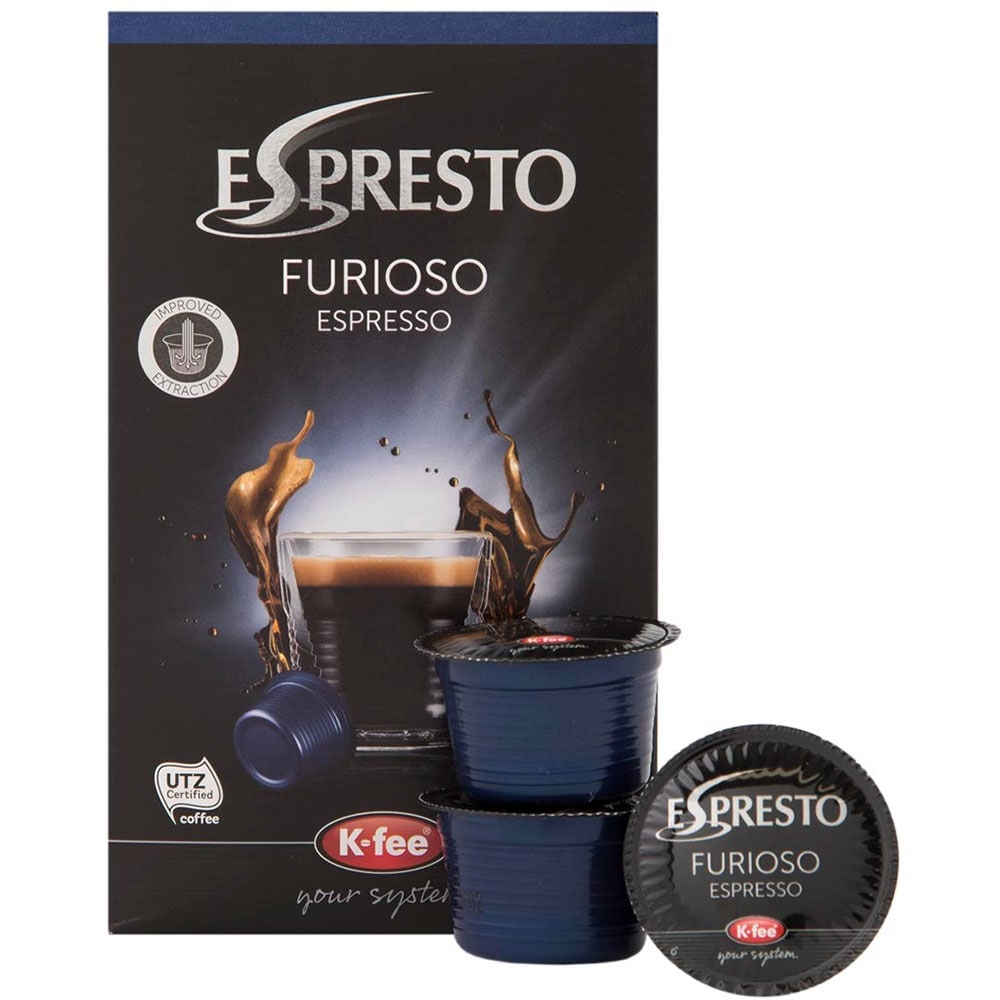 Capsule cafea ESPRESTO Furioso Espresso, compatibile BeanZ, 16 capsule, 124g