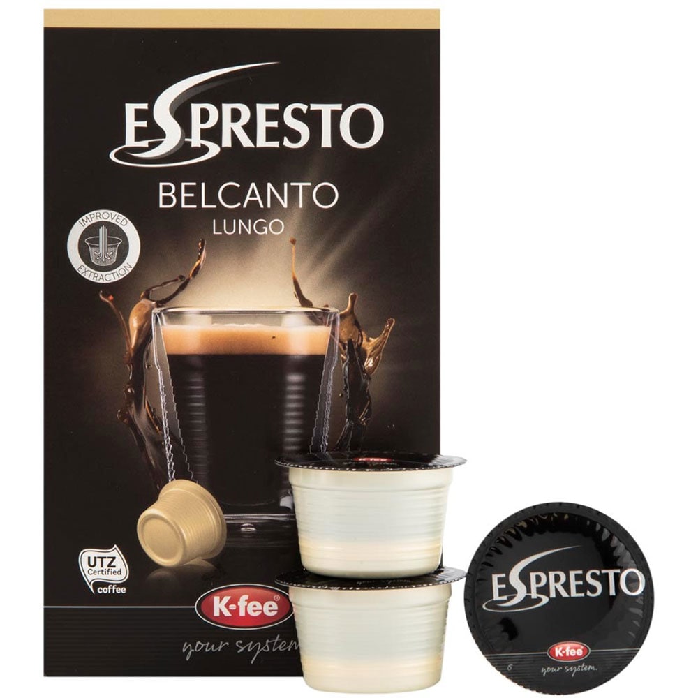 Capsule cafea ESPRESTO Belcanto Lungo, compatibile BeanZ, 16 capsule, 120g