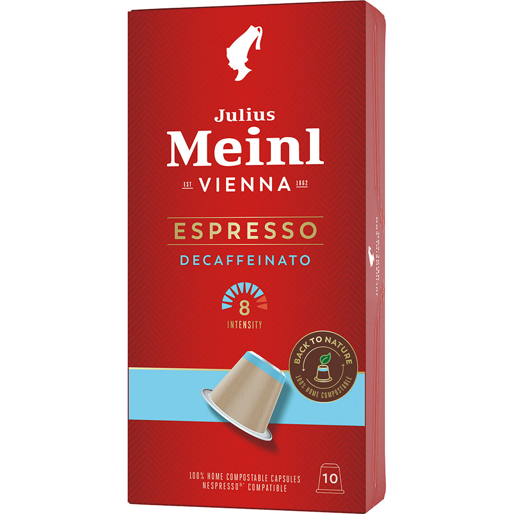 Capsule cafea JULIUS MEINL Espresso Decaffeinato, compatibile Nespresso, 10 capsule, 56g