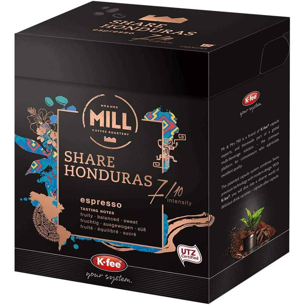 Capsule cafea MR & MRS MILL Share Honduras, compatibile K-fee, 12 capsule, 93g