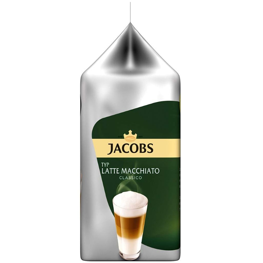 Capsule cafea JACOBS Tassimo Latte Macchiato, 8 capsule cafea + 8 capsule lapte, 295g