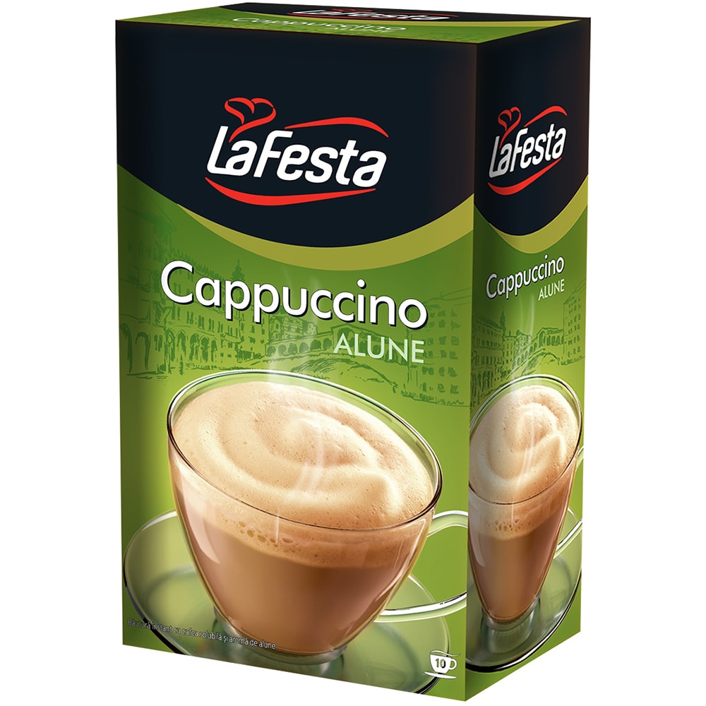 Cafea instant LA FESTA Cappuccino Hazelnuts, 8 bucati, 125g