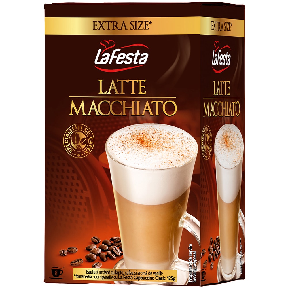 Cafea instant LA FESTA Cappuccino Latte Macchiato, 6 bucati, 176g