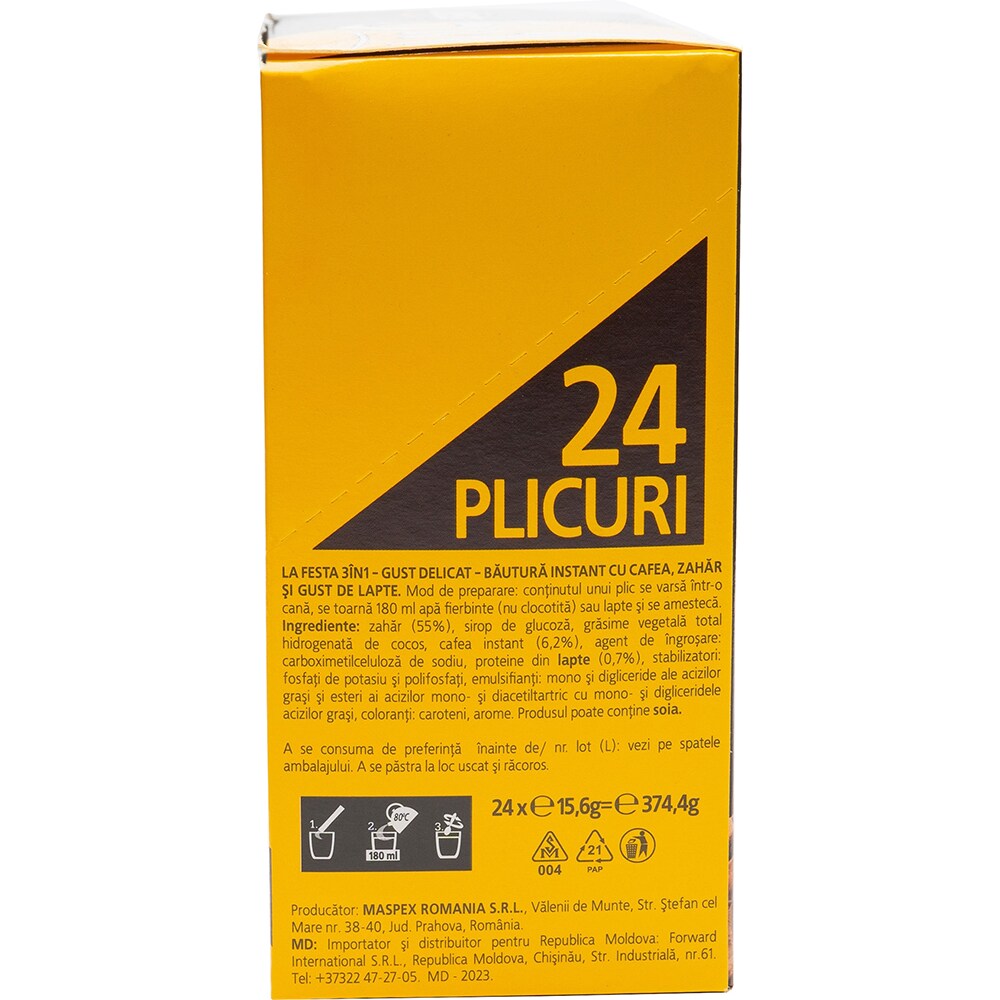 Cafea instant LA FESTA 3 in 1 Mild, 6 bucati, 374.4g