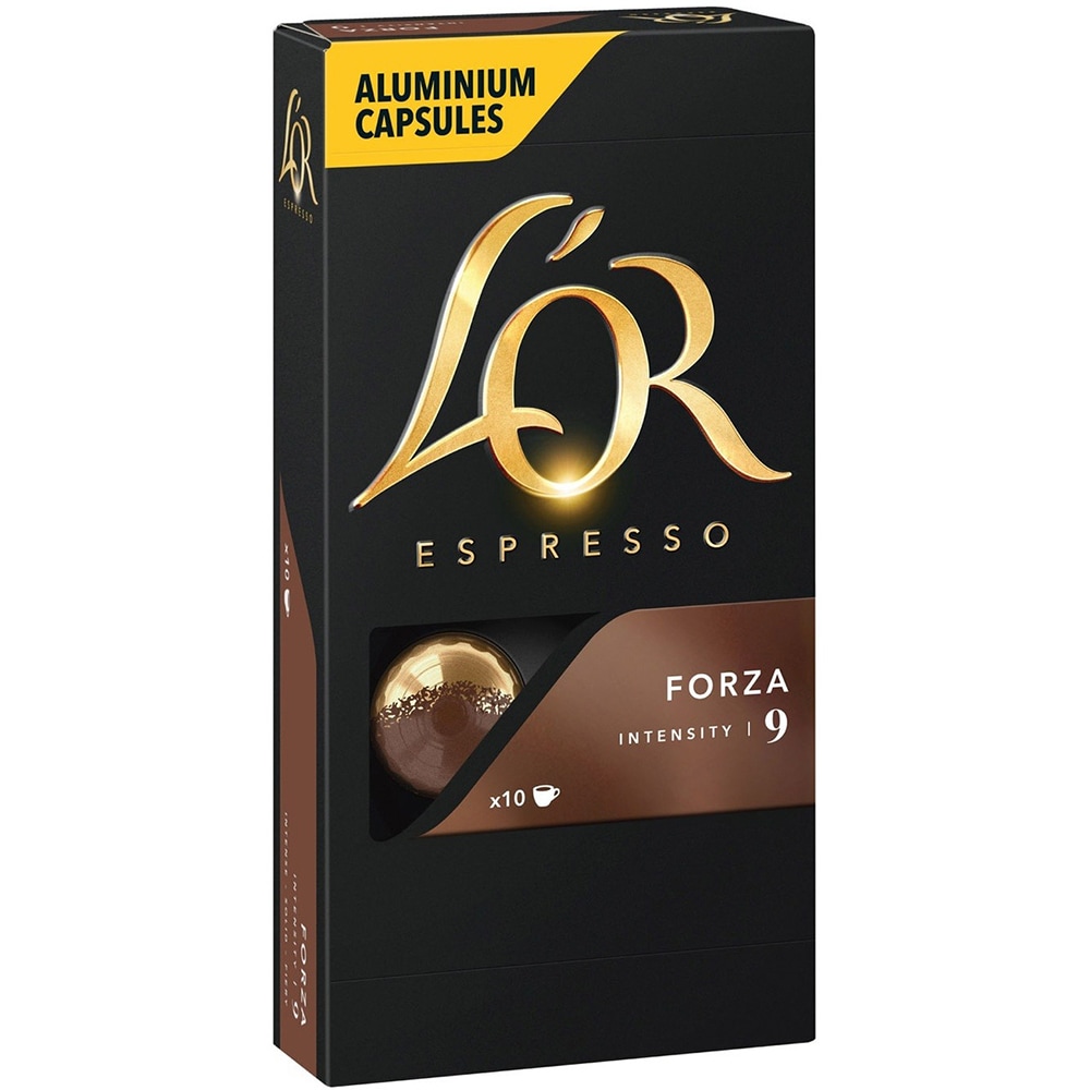 Capsule cafea L'OR Espresso Forza, compatibile Nespresso, 10 capsule, 52g