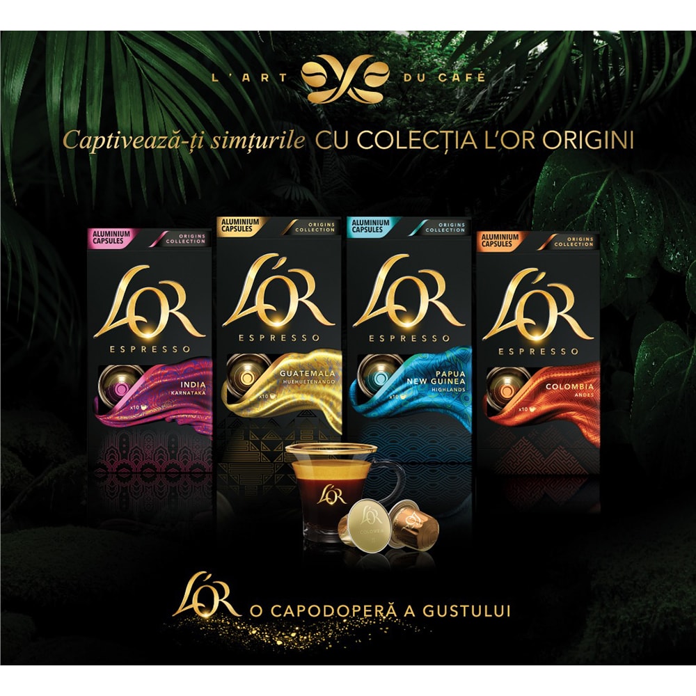 Capsule cafea L'OR Espresso Papua Noua Guinee, compatibile Nespresso, 10 capsule, 52g