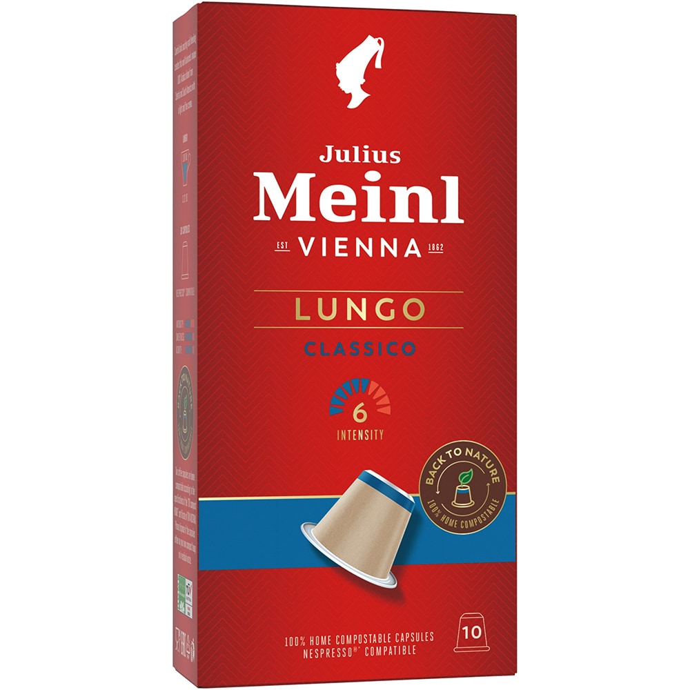 Capsule cafea JULIUS MEINL Lungo Classico, compatibile Nespresso, 10 capsule, 56g