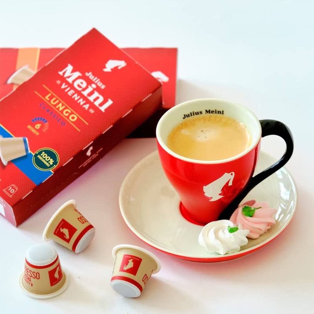 Capsule cafea JULIUS MEINL Lungo Classico, compatibile Nespresso, 10 capsule, 56g