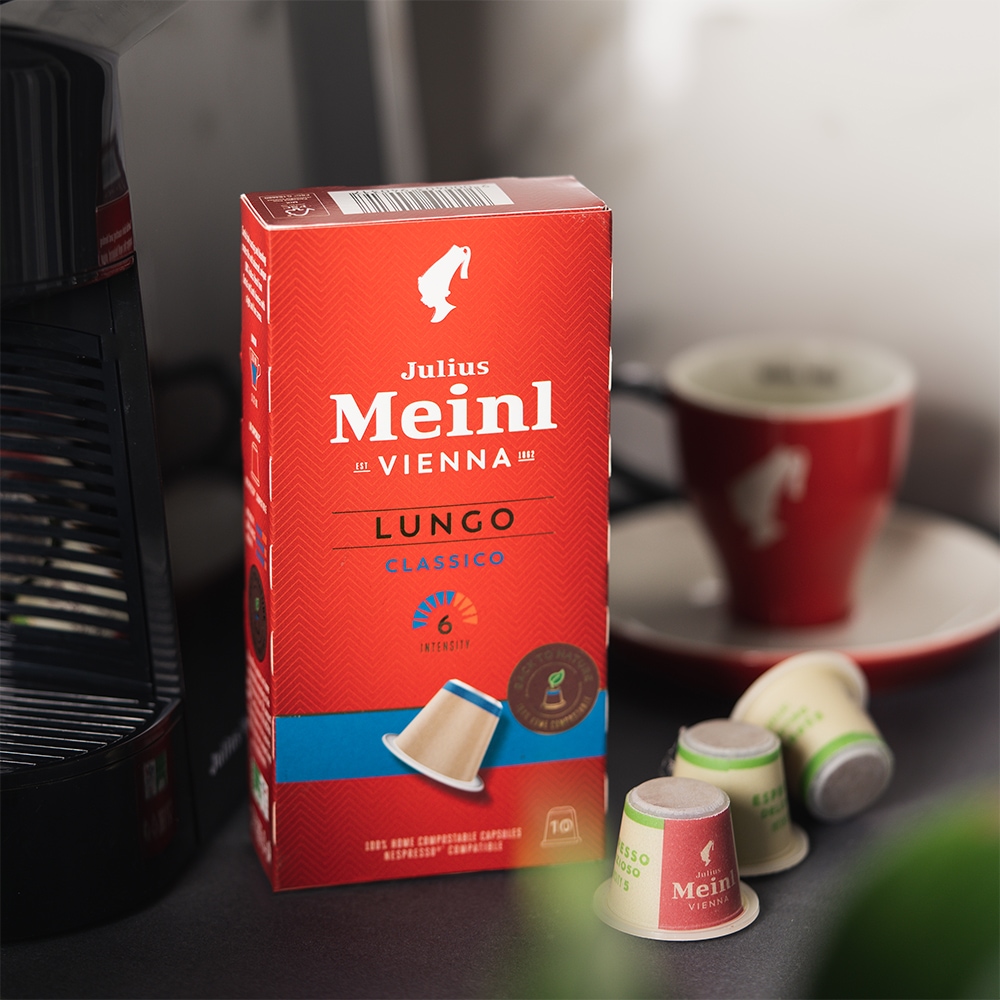 Capsule cafea JULIUS MEINL Lungo Classico, compatibile Nespresso, 10 capsule, 56g