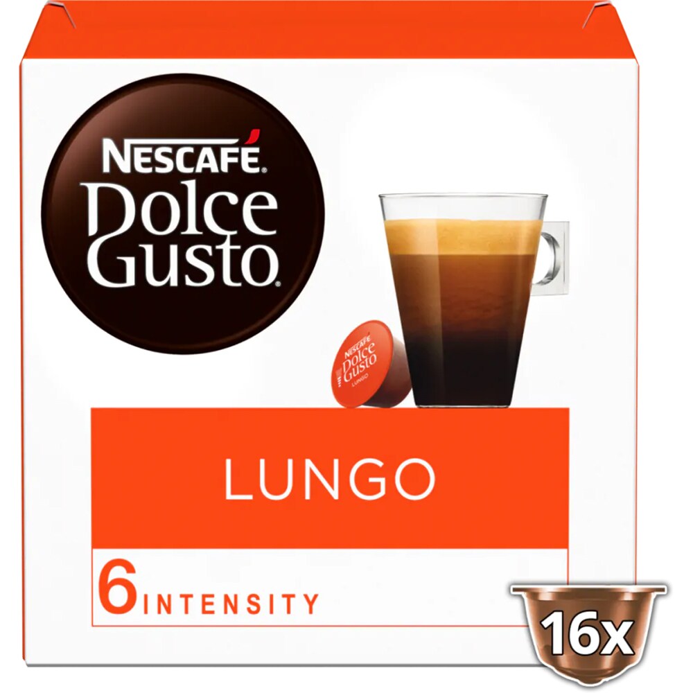 Capsule cafea NESCAFE Caffe Lungo, compatibile Dolce Gusto, 16 capsule, 89.6g