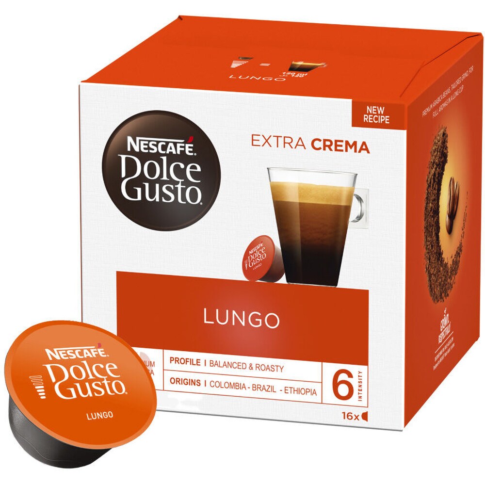 Capsule cafea NESCAFE Caffe Lungo, compatibile Dolce Gusto, 16 capsule, 89.6g