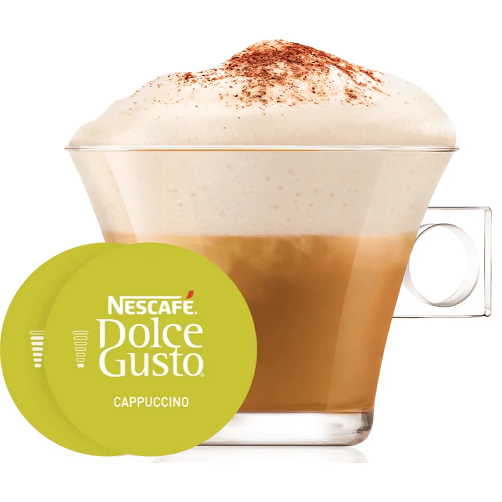 Capsule cafea NESCAFE Cappuccino, compatibile Dolce Gusto, 8 capsule cafea + 8 capsule lapte, 186.4g