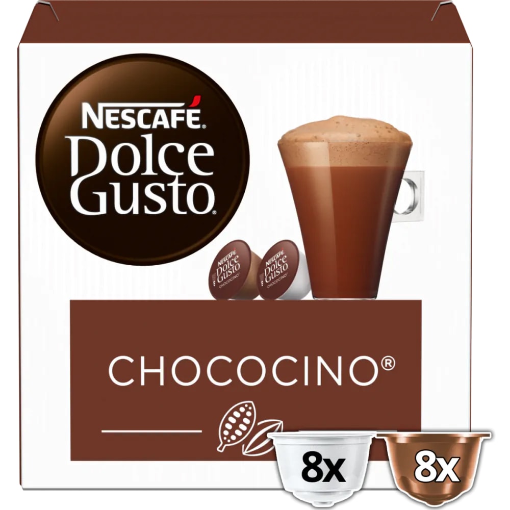 Capsule cafea NESCAFE Chococino, compatibile Dolce Gusto, 8 capsule cafea + 8 capsule lapte, 256g
