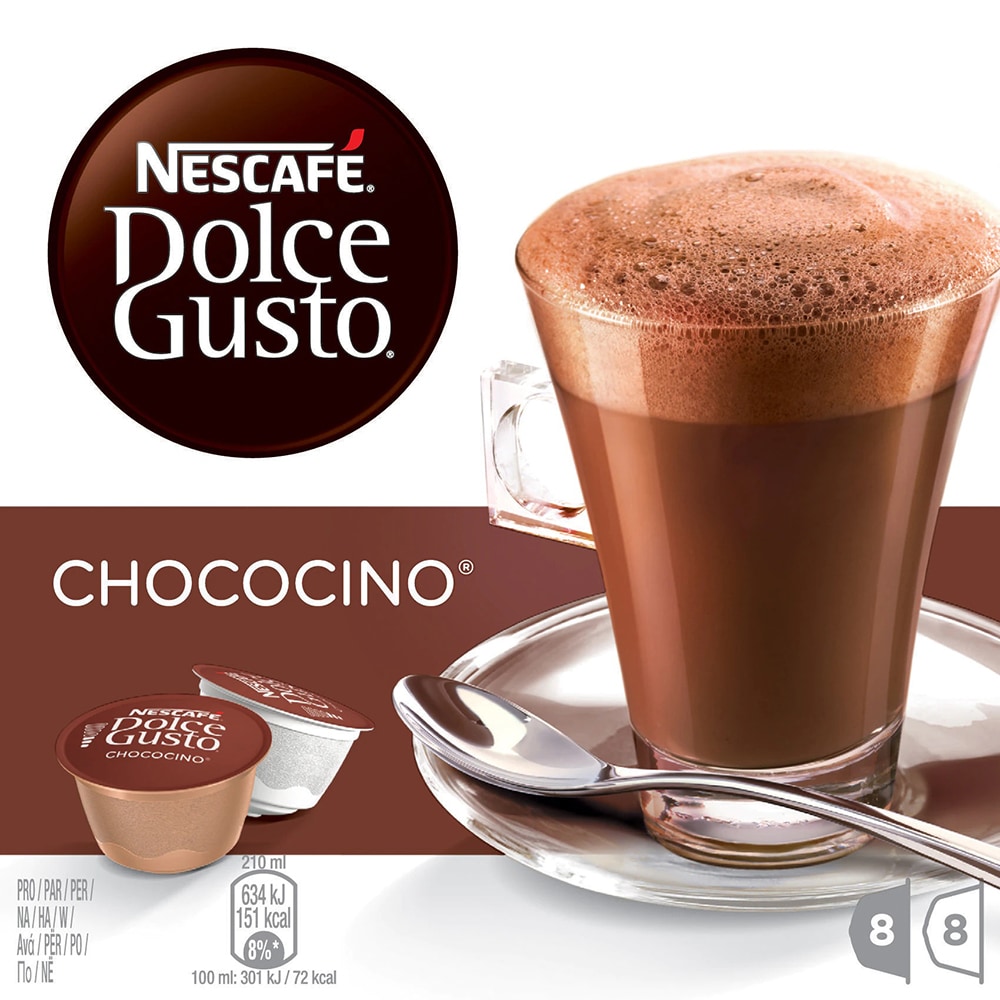 Capsule cafea NESCAFE Chococino, compatibile Dolce Gusto, 8 capsule cafea + 8 capsule lapte, 256g