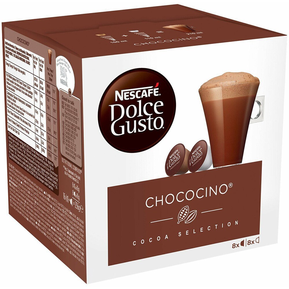 Capsule cafea NESCAFE Chococino, compatibile Dolce Gusto, 8 capsule cafea + 8 capsule lapte, 256g
