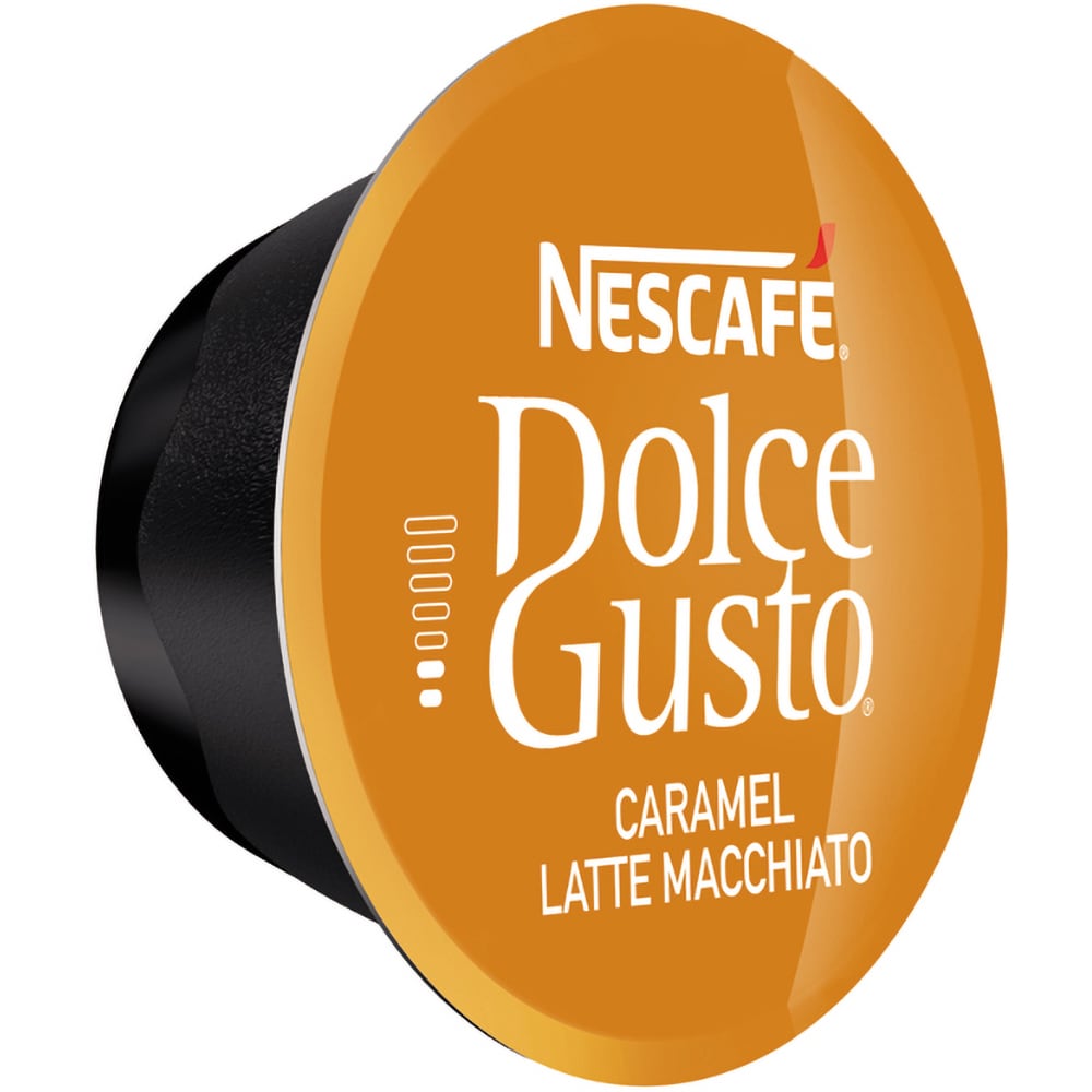 Capsule cafea NESCAFE Caramel Macchiato, compatibile Dolce Gusto, 8 capsule cafea + 8 capsule lapte, 168.8g