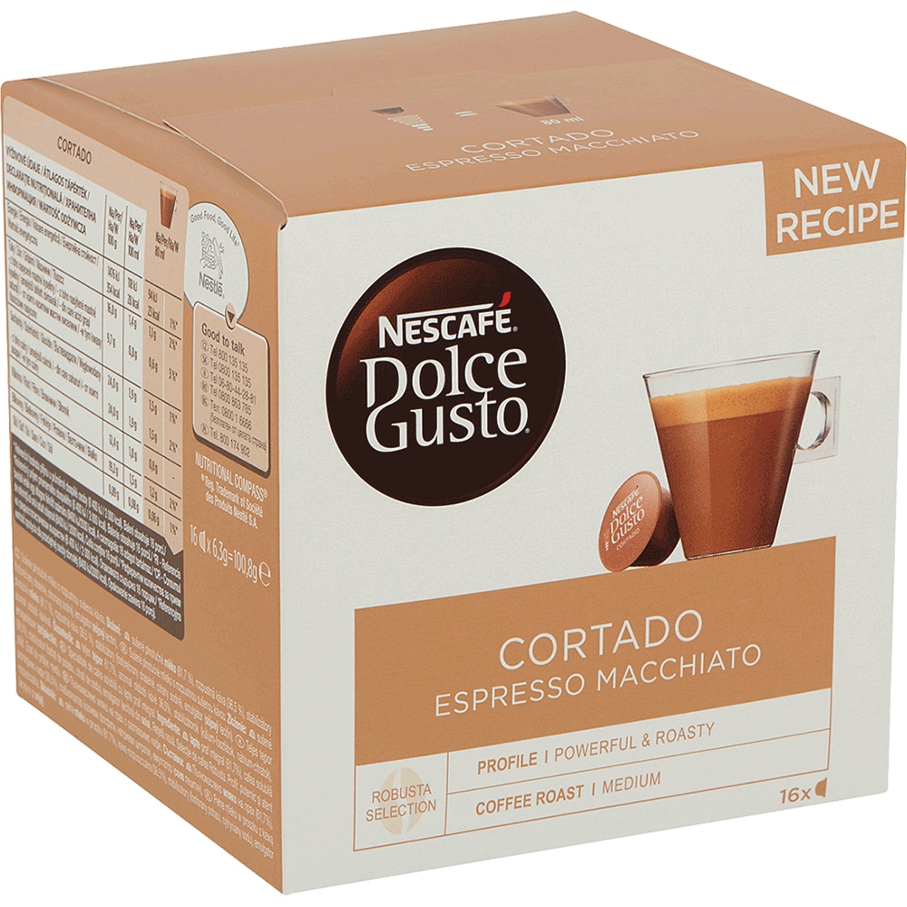 Capsule cafea NESCAFE Cortado Espresso Machiatto, compatibile Dolce Gusto, 16 capsule, 100.8g