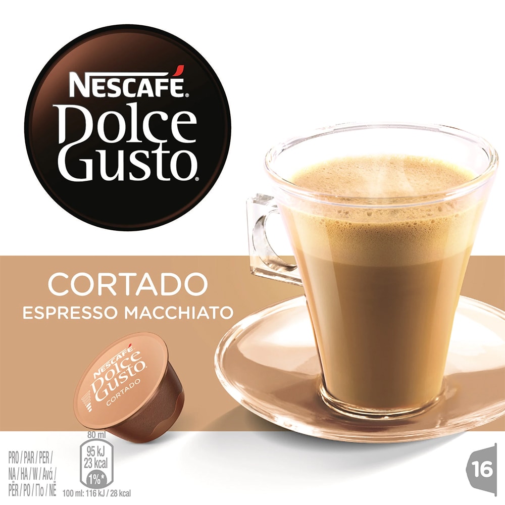 Capsule cafea NESCAFE Cortado Espresso Machiatto, compatibile Dolce Gusto, 16 capsule, 100.8g