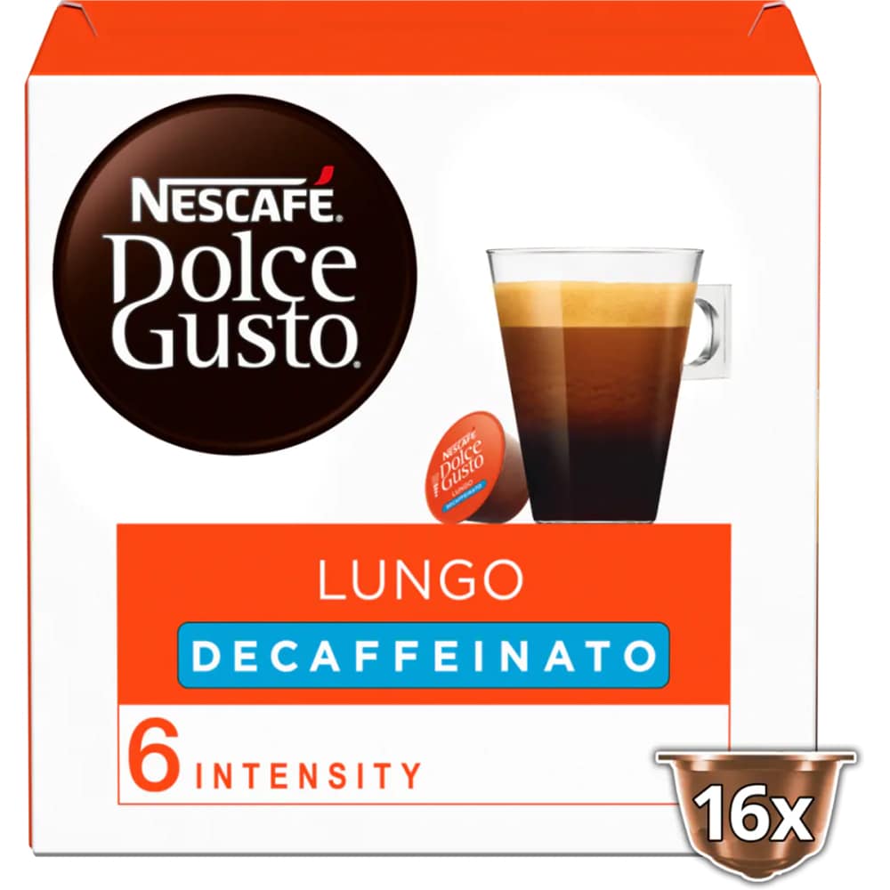 Capsule cafea NESCAFE Caffe Lungo Decaffeinato, compatibile Dolce Gusto, 16 capsule, 210g
