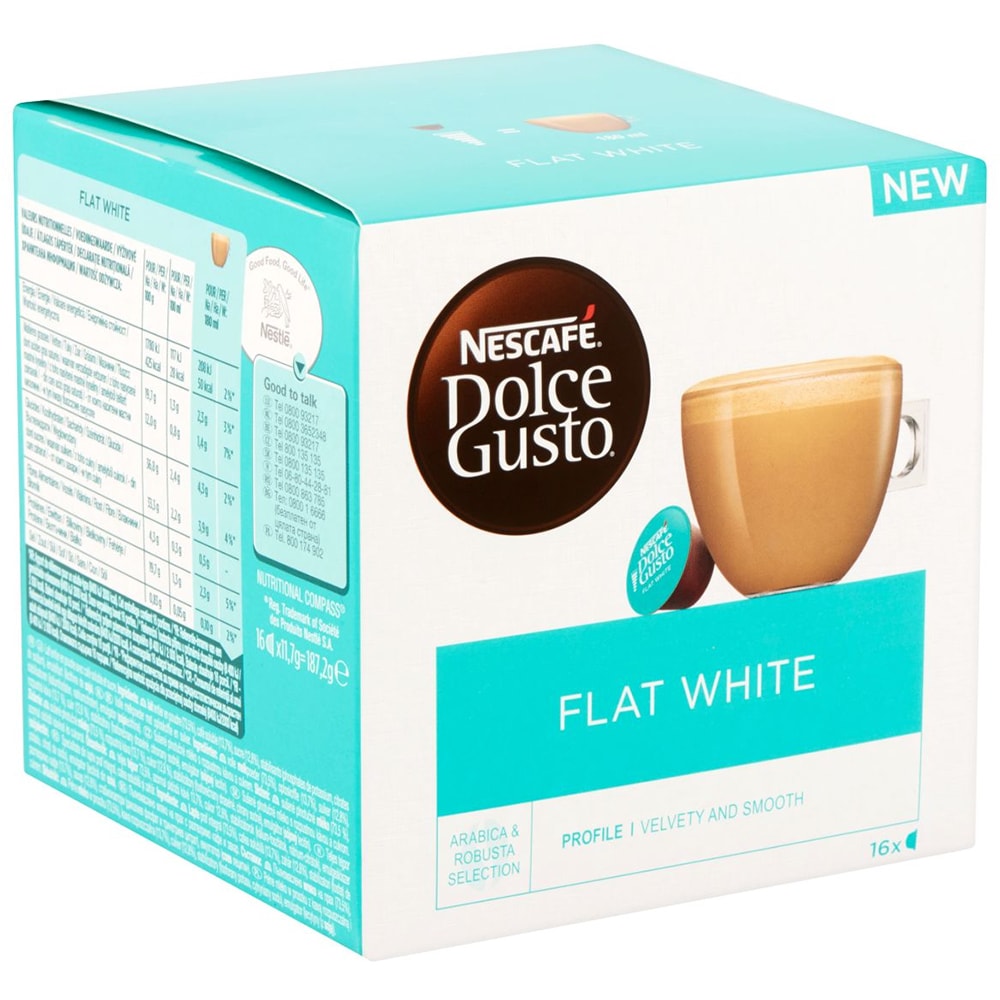 Capsule cafea NESCAFE Flat White, compatibile Dolce Gusto, 16 capsule, 187.2g