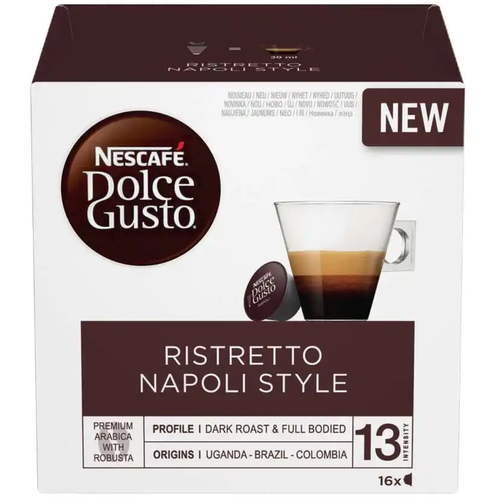 Capsule cafea NESCAFE Ristretto Napoli Style, compatibile Dolce Gusto,16 capsule, 128g