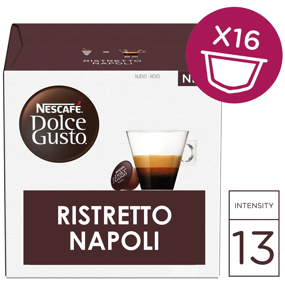 Capsule cafea NESCAFE Ristretto Napoli Style, compatibile Dolce Gusto,16 capsule, 128g