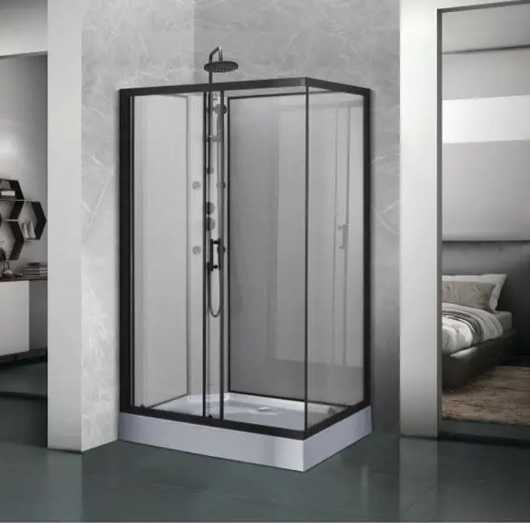 Cabina de dus hidromasaj, dreptunghiulara, neagra, 120 x 80 x 225 cm  GoodHome Onega