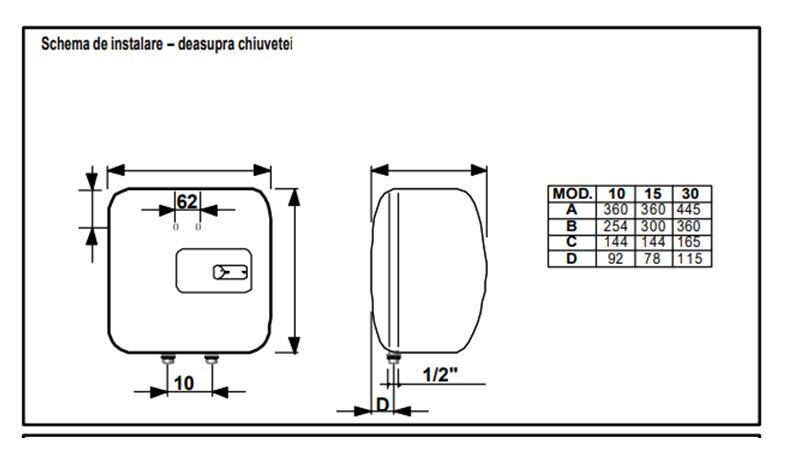 Boiler electric Simat, 15 L, 1200 W, alb
