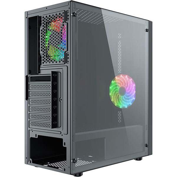 Carcasa PC AQIRYS Mizar ARGB, USB 3.0, fara sursa, negru